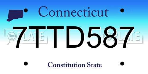 7TTD587 Connecticut License Plate