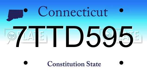 7TTD595 Connecticut License Plate