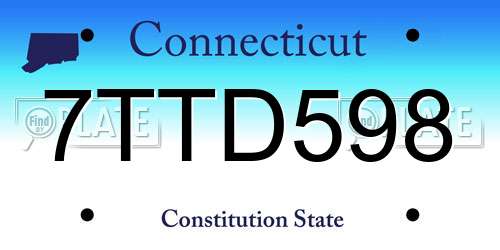 7TTD598 Connecticut License Plate