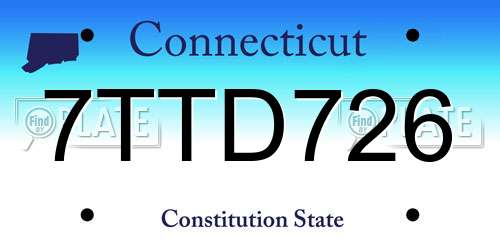 7TTD726 Connecticut License Plate