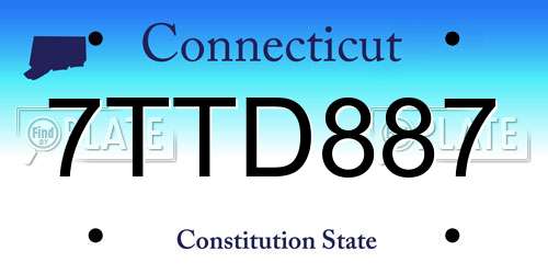 7TTD887 Connecticut License Plate