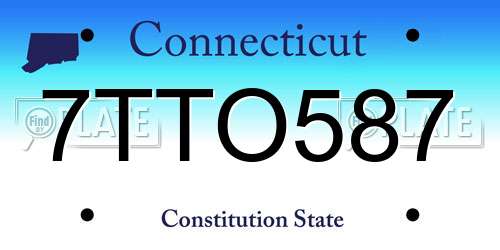 7TTO587 Connecticut License Plate