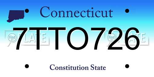 7TTO726 Connecticut License Plate