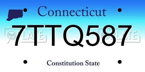 7TTQ587 Connecticut License Plate