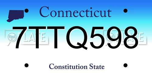 7TTQ598 Connecticut License Plate