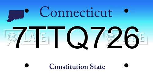 7TTQ726 Connecticut License Plate