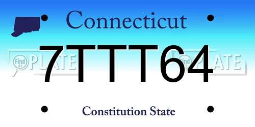 7TTT64 Connecticut License Plate