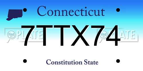 7TTX74 Connecticut License Plate
