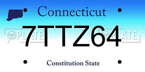 7TTZ64 Connecticut License Plate