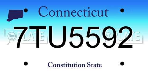 7TU5592 Connecticut License Plate