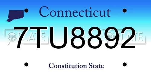 7TU8892 Connecticut License Plate