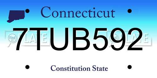 7TUB592 Connecticut License Plate