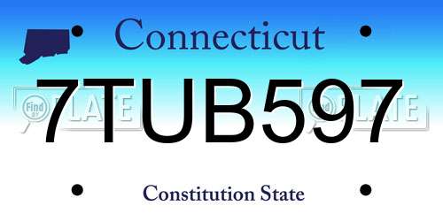 7TUB597 Connecticut License Plate