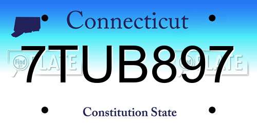 7TUB897 Connecticut License Plate