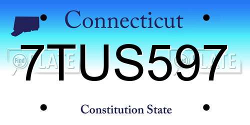 7TUS597 Connecticut License Plate