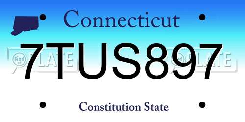 7TUS897 Connecticut License Plate
