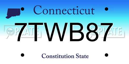 7TWB87 Connecticut License Plate
