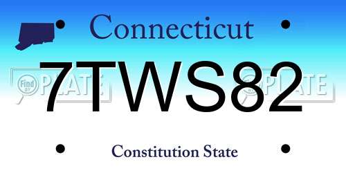 7TWS82 Connecticut License Plate
