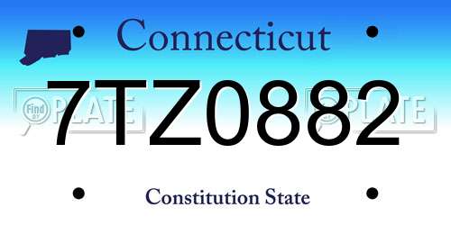 7TZ0882 Connecticut License Plate