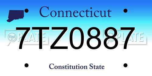 7TZ0887 Connecticut License Plate