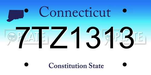 7TZ1313 Connecticut License Plate