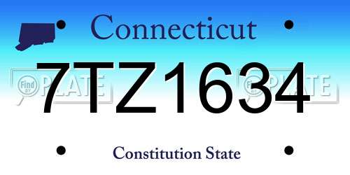 7TZ1634 Connecticut License Plate