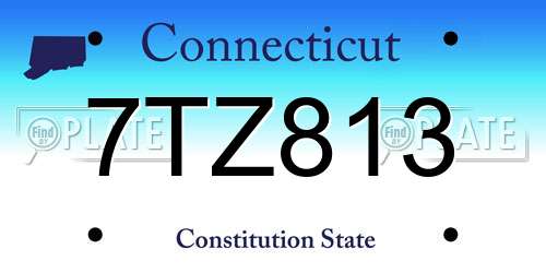 7TZ813 Connecticut License Plate