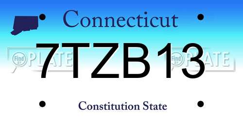 7TZB13 Connecticut License Plate