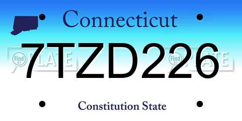 7TZD226 Connecticut License Plate