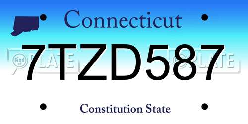 7TZD587 Connecticut License Plate