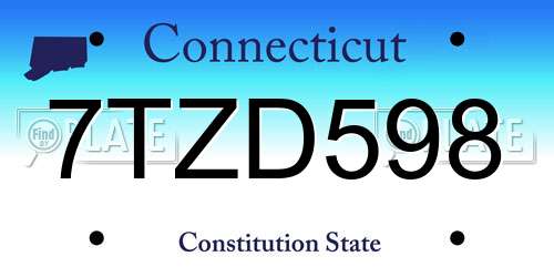 7TZD598 Connecticut License Plate