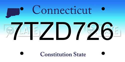 7TZD726 Connecticut License Plate