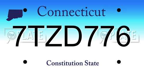 7TZD776 Connecticut License Plate
