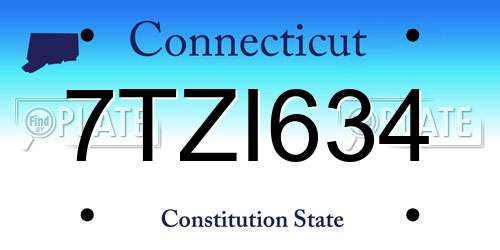 7TZI634 Connecticut License Plate