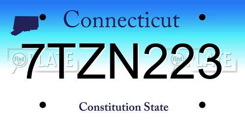 7TZN223 Connecticut License Plate