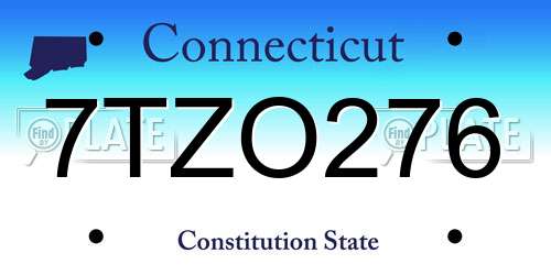7TZO276 Connecticut License Plate