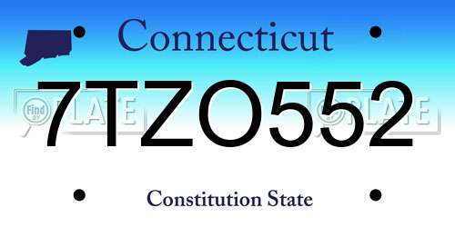 7TZO552 Connecticut License Plate