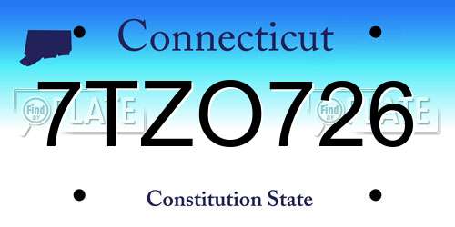 7TZO726 Connecticut License Plate