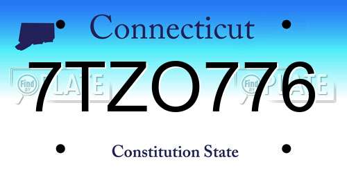 7TZO776 Connecticut License Plate