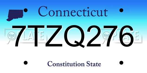 7TZQ276 Connecticut License Plate