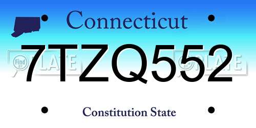 7TZQ552 Connecticut License Plate