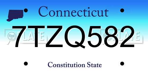7TZQ582 Connecticut License Plate