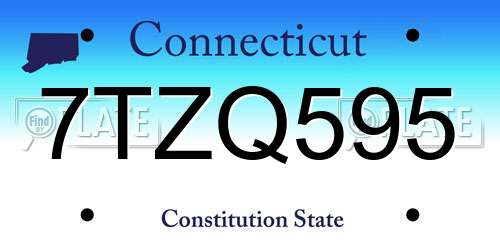 7TZQ595 Connecticut License Plate