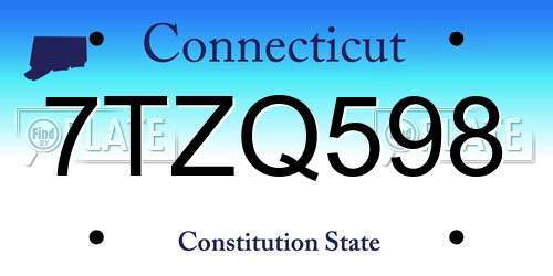 7TZQ598 Connecticut License Plate