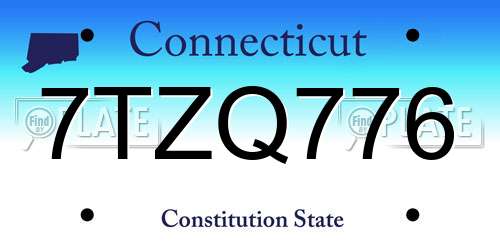 7TZQ776 Connecticut License Plate