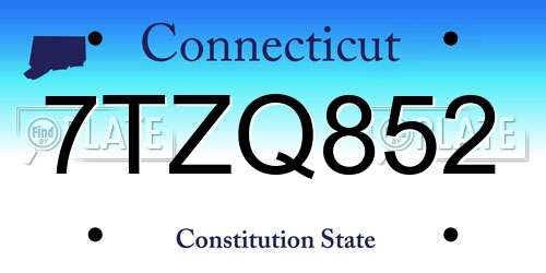 7TZQ852 Connecticut License Plate