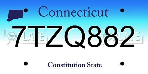 7TZQ882 Connecticut License Plate