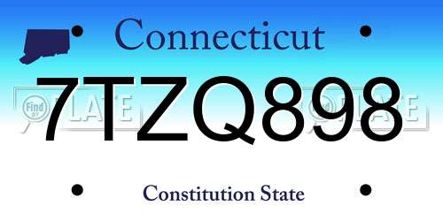 7TZQ898 Connecticut License Plate