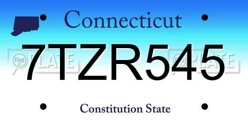 7TZR545 Connecticut License Plate