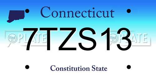 7TZS13 Connecticut License Plate